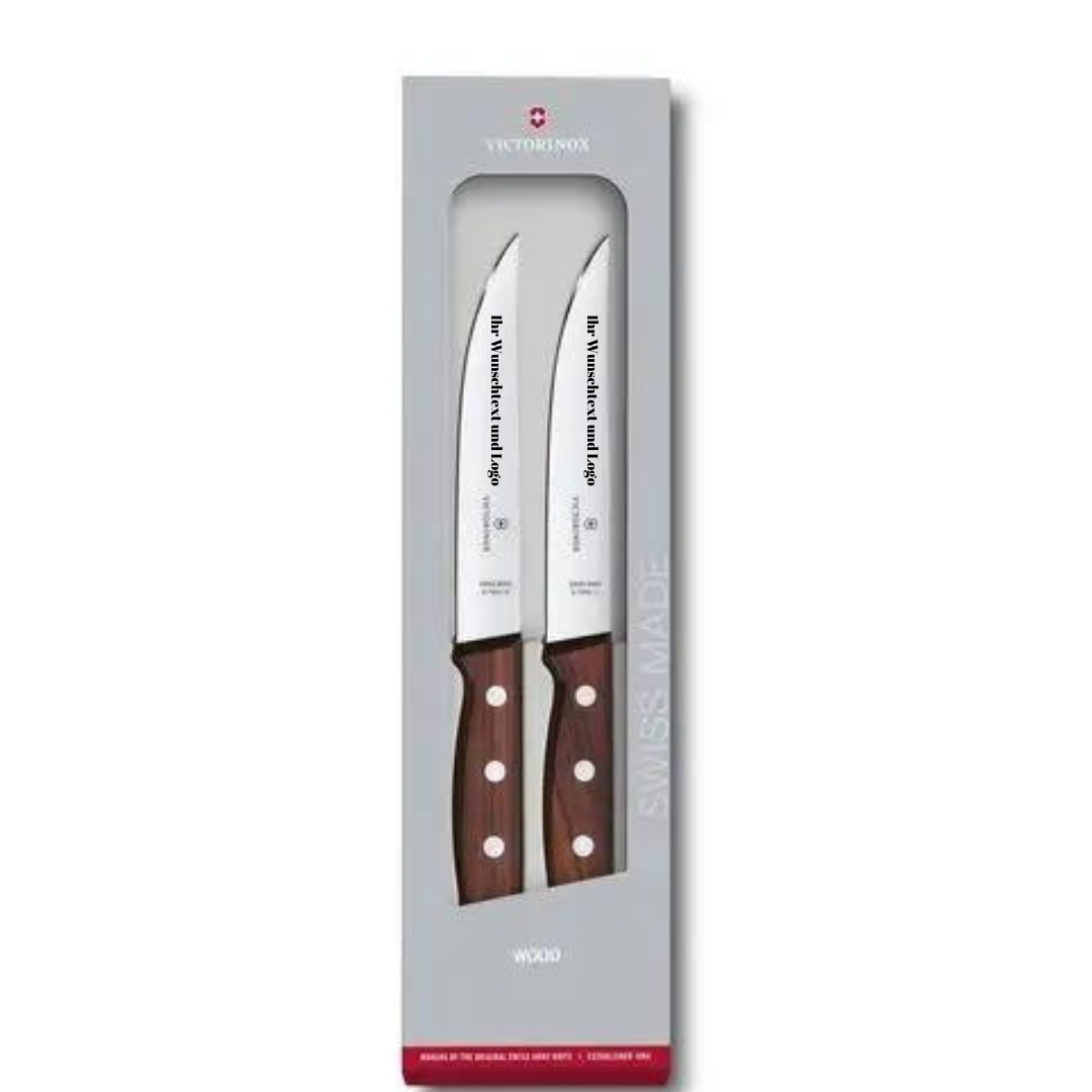 Victorinox Wood Steakmesser-Set, 2-teilig – 5.1120.2G, Mit Gratis Gravur