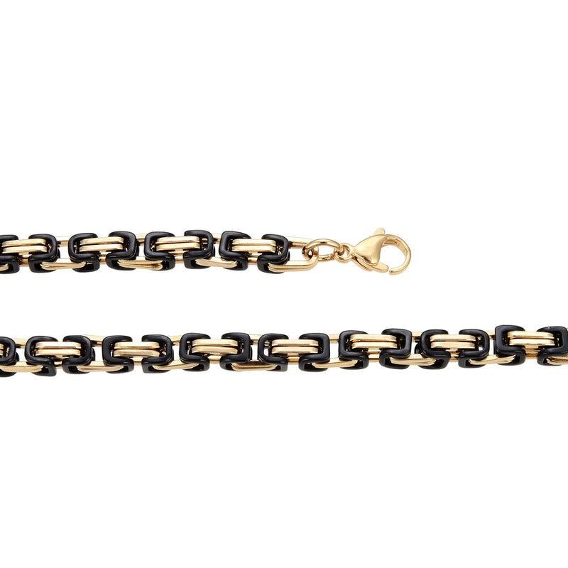 Personalisierte Königskette Collier Edelstahl Bi-color (Gold-Schwarz) Unisex, Mit Gratis Lieferung