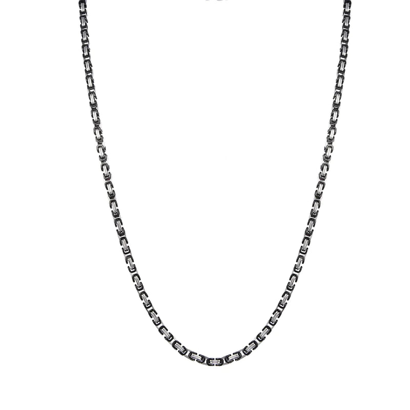Personalisierte Königskette Collier Edelstahl Bi-color (Silber-Schwarz) Unisex, Mit Gratis Lieferung