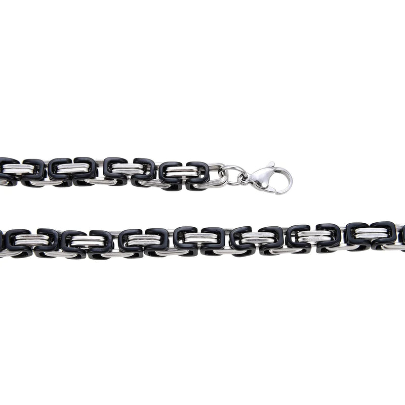 Personalisierte Königskette Collier Edelstahl Bi-color (Silber-Schwarz) Unisex, Mit Gratis Lieferung