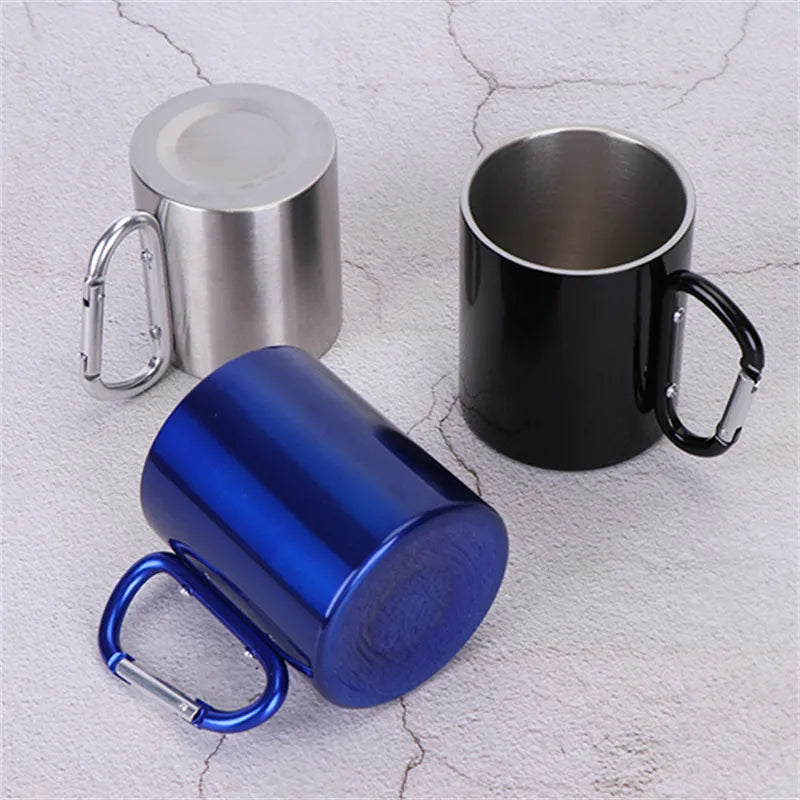 Personalisierte 220ml Outdoor für Camping und Reise Edelstahl Tasse Karabiner Haken Griff und Picknick Wasser Becher Wanderung Tragbare tassen