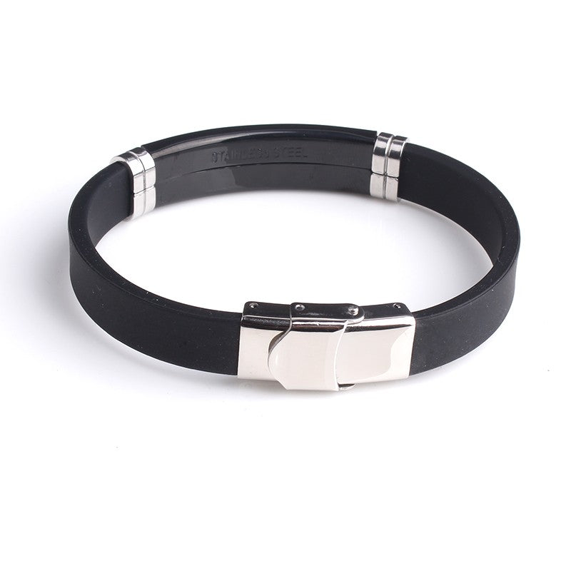 Personalisiere Gravieren name Inschrift und logo Schwarz Glatte Silikon armreif Frauen für Männer 316L Edelstahl armbänder schmuck