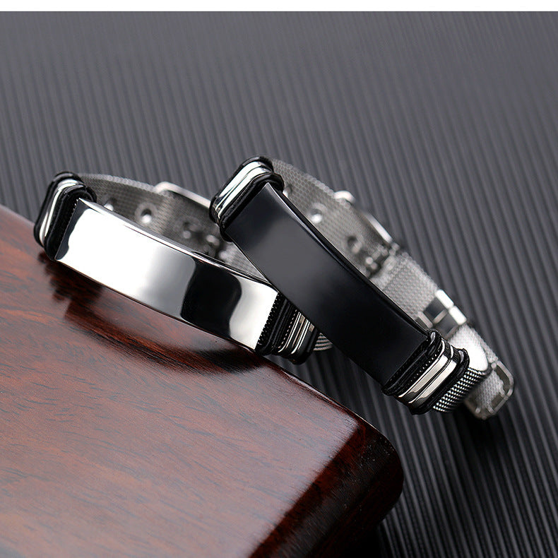 Personalisiere Gravur Id Armbänder Net Band Trendy Edelstahl Stehlen Armband Männer Freundschaft Armbänder Schmuck