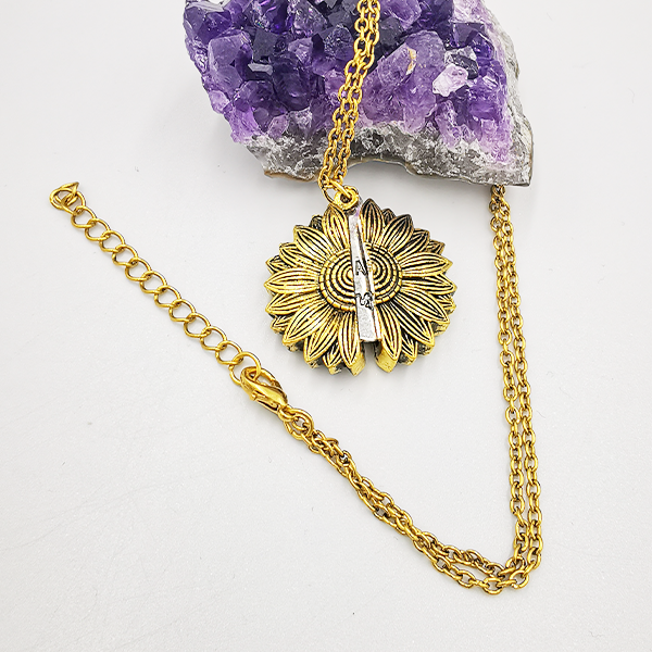 Persolisierte Sunflower moderne Damen- Halskette in Chrom Rose Gold Silber Gold 45 cm kann jeden Tag getragen werden