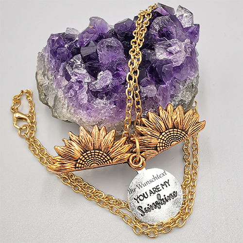 Persolisierte Sunflower moderne Chrom Rose Gold Damen- Halskette  45 cm kann jeden Tag getragen werden