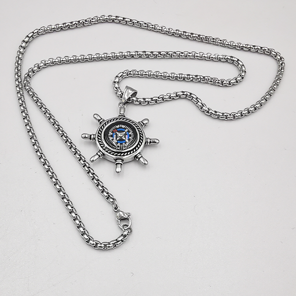 Persolisierte Herren Halsketten Geometrisch Titan Stahl Anker Modern und Cool Silber 55 cm Halskette