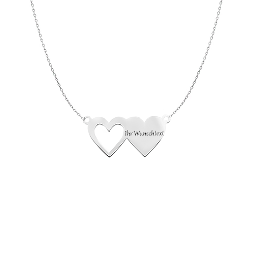 Persolisierte 925 Silber Sehr spezielle Paar- Halskette, bestehend aus zwei passenden Herzen. -Fühle dich hübsch und einzigartig.