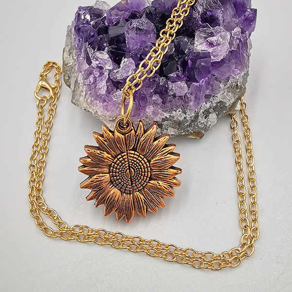 Persolisierte Sunflower moderne Chrom Rose Gold Damen- Halskette  45 cm kann jeden Tag getragen werden