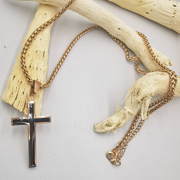 Persolisierte Halsketten für Männer Rope Franco Kette Krzyż Hanging Style moderne Edelstahl Rose Gold 55 cm Halskette
