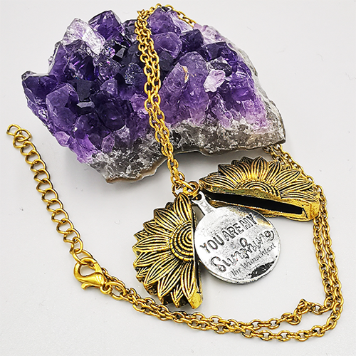 Persolisierte Sunflower moderne Damen- Halskette in Chrom Rose Gold Silber Gold 45 cm kann jeden Tag getragen werden
