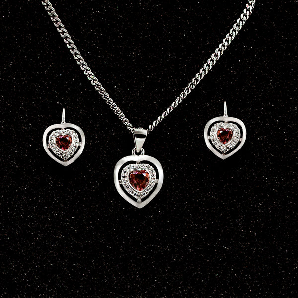 Persolisierte 925 Silber Besonderes Herz-Ketten- und Ohrring-Set für Ihre Liebsten. Zaubern Sie ein Lächeln in das Gesicht Ihrer Liebsten