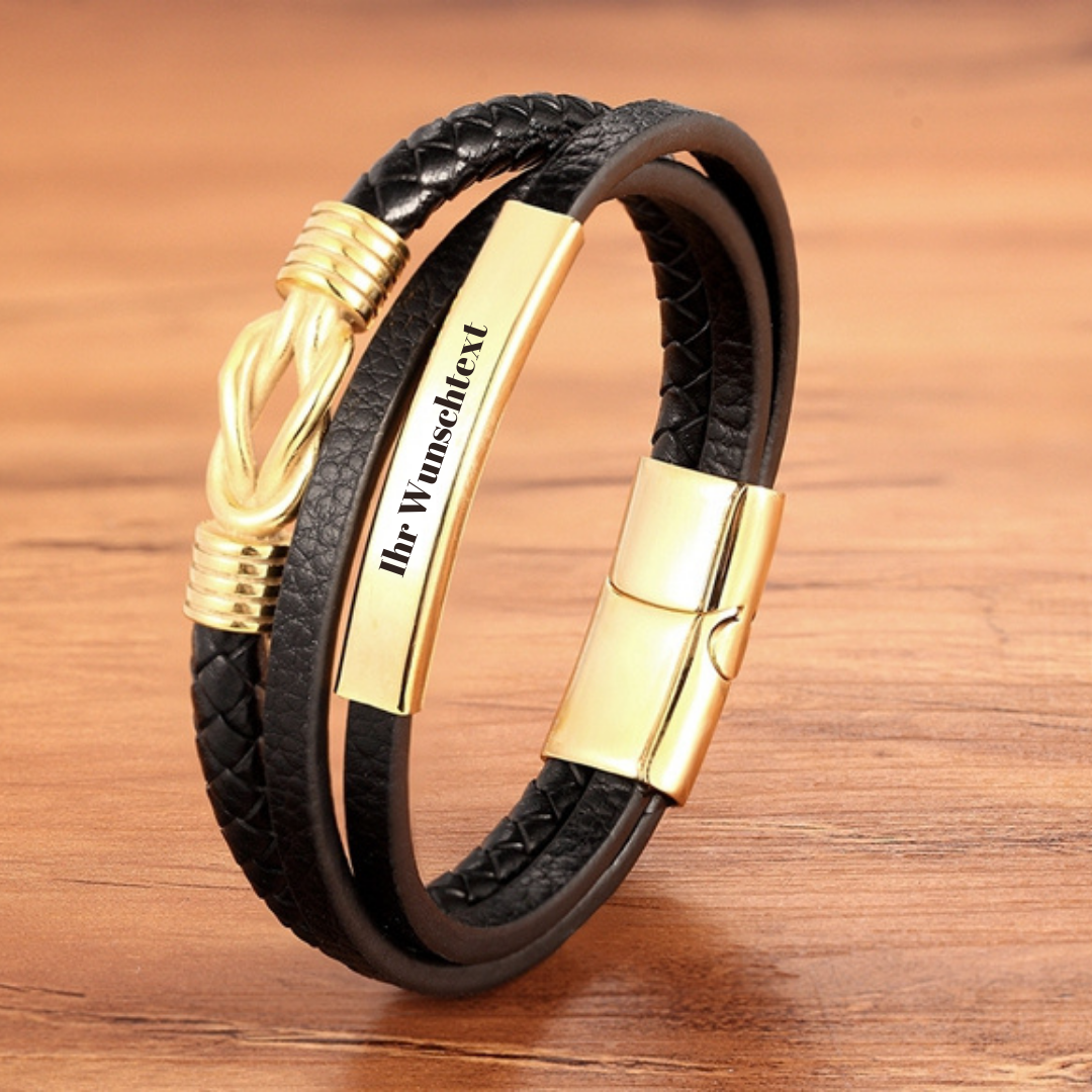 Personalisierte Männer Armband Aus Echtem Leder Geflochtenen Seil Gold / Silber Farbe Trendy  Edelstahl Zubehör Armreifen Schmuck