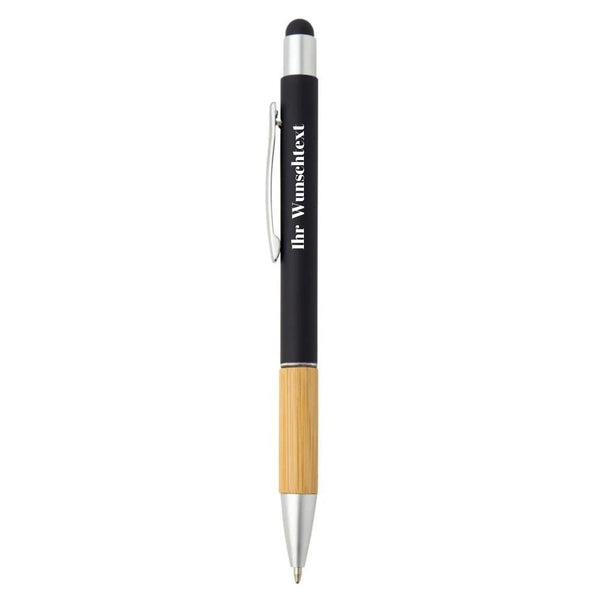 Personalisiere Touch-Funktion Kugelschreiber Schwarz Bambus, Mit diesen Stiften machen Sie sich und Ihr Unternehmen zu etwas auffallend Besonderem.
