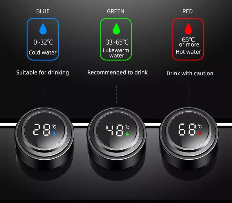 Personalisiere 500ml Smart Edelstahl Thermoskanne Temperaturanzeige Vakuum Wasserflaschen Kaffee, Tee, Warm- und Kaltwasser Thermoskanne