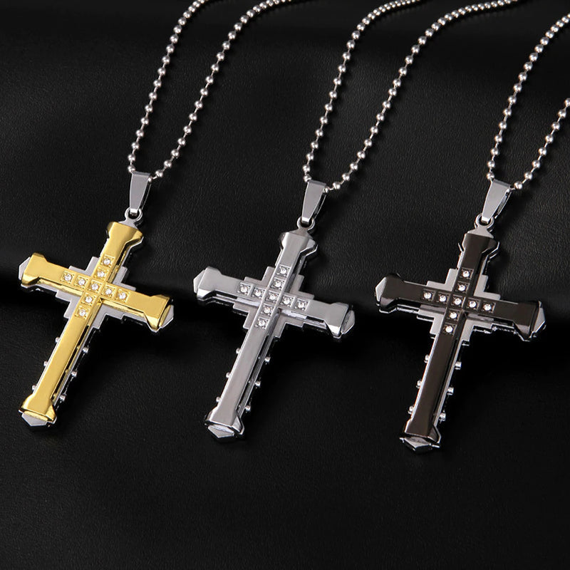 Persolisierte Neue Männliche Kristall Kreuz Jesus Anhänger Zirkonia Kreuz Anhänger Halskette Edelstahl Schmuck