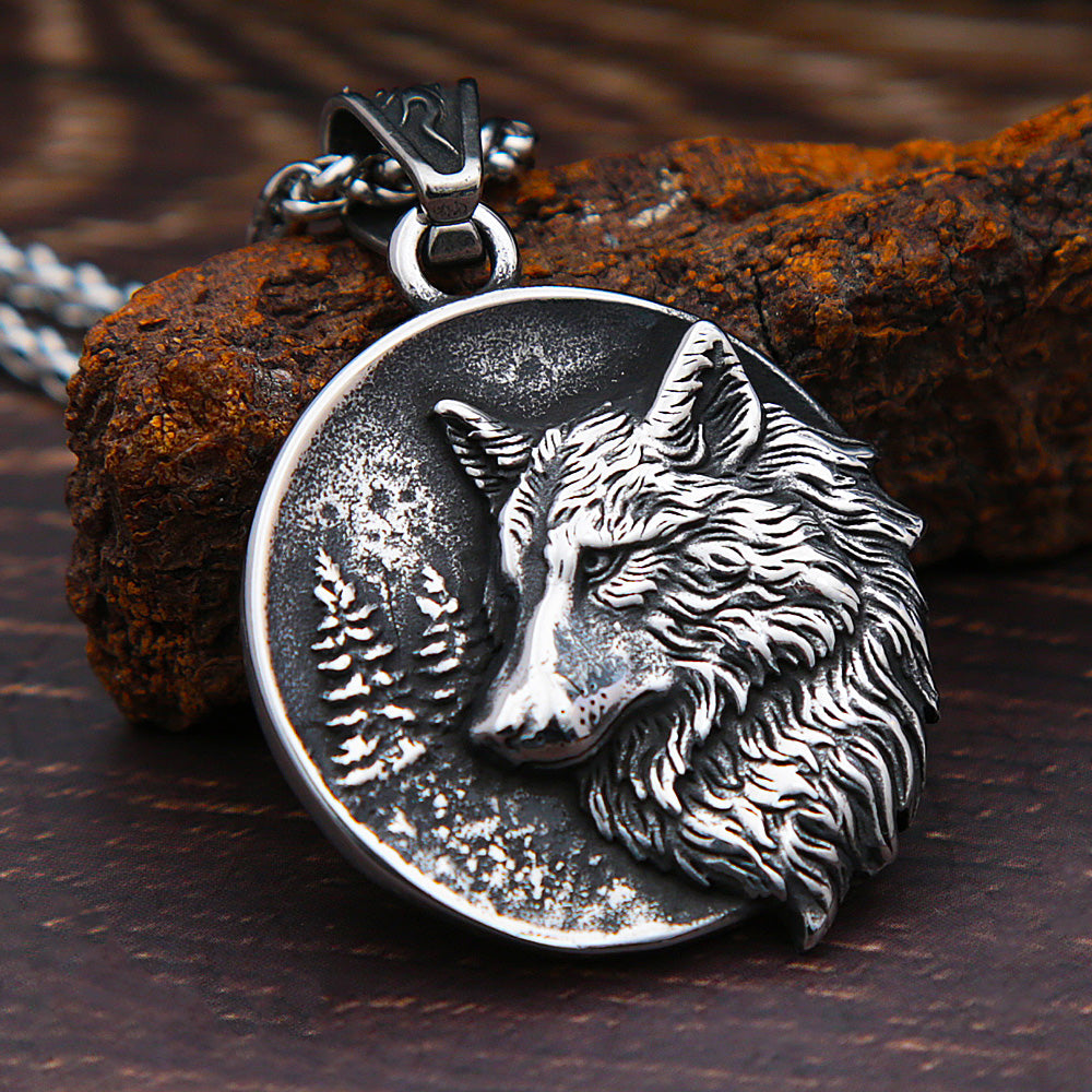 Persolisierte Männer Vintage Viking Wolf Anhänger Halskette Nordic Edelstahl Odin Wolf Kopf Halskette Mode Schmuck